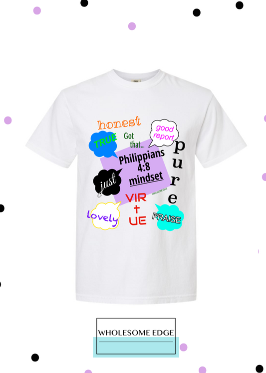 Philippians 4:8 Mindset Retro - Christian Tee - Youth