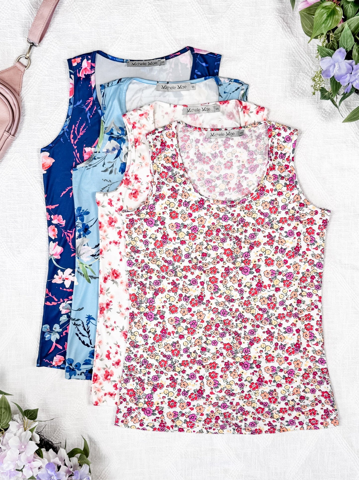 Luxe Crew Tank - Navy Floral Bliss