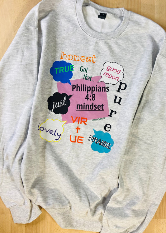 Philippians 4:8 Mindset Retro - Christian Sweatshirt