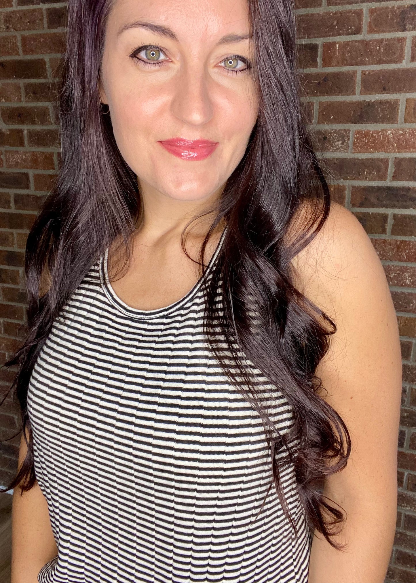 Classic Striped Scoop Neck Tank - Black