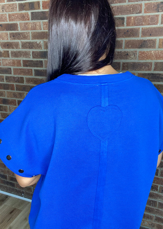 Umgee Snaps & Heart Back Top - Royal