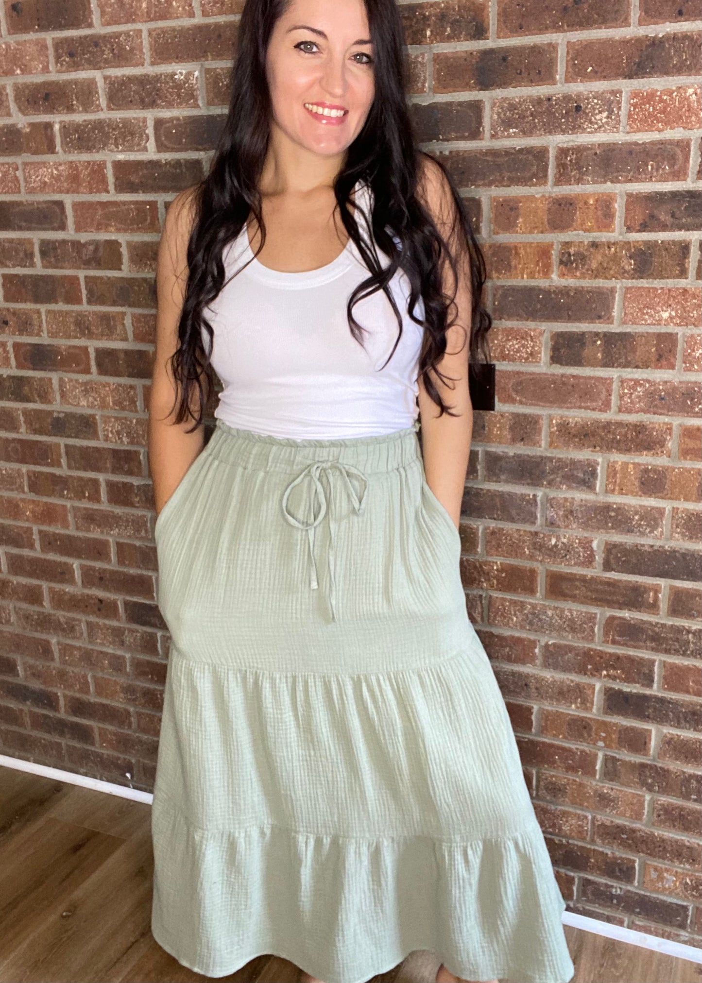 Naturally Beautiful Tiered Skirt - Sage