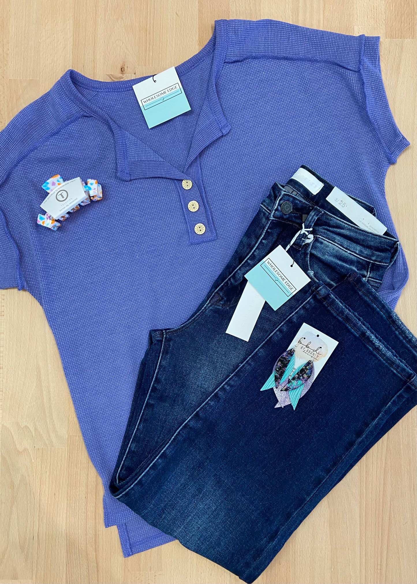 Everyday Relaxed Button Up Top - Periwinkle