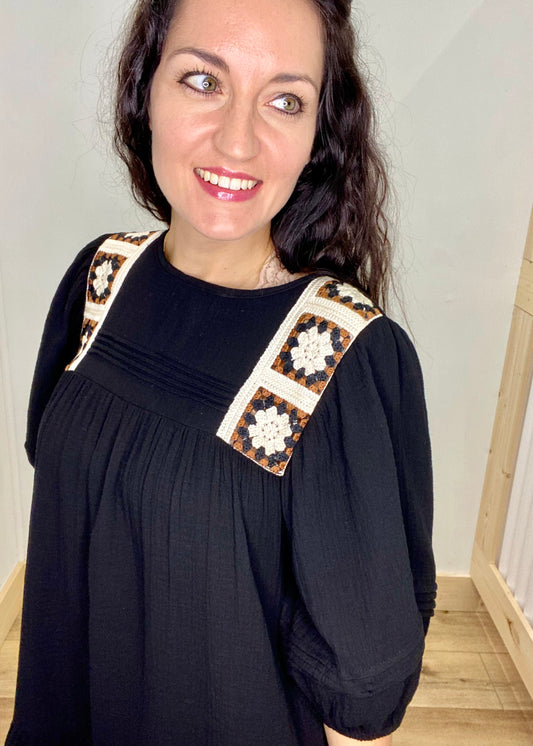 Over the Shoulder Crochet Babydoll Dress