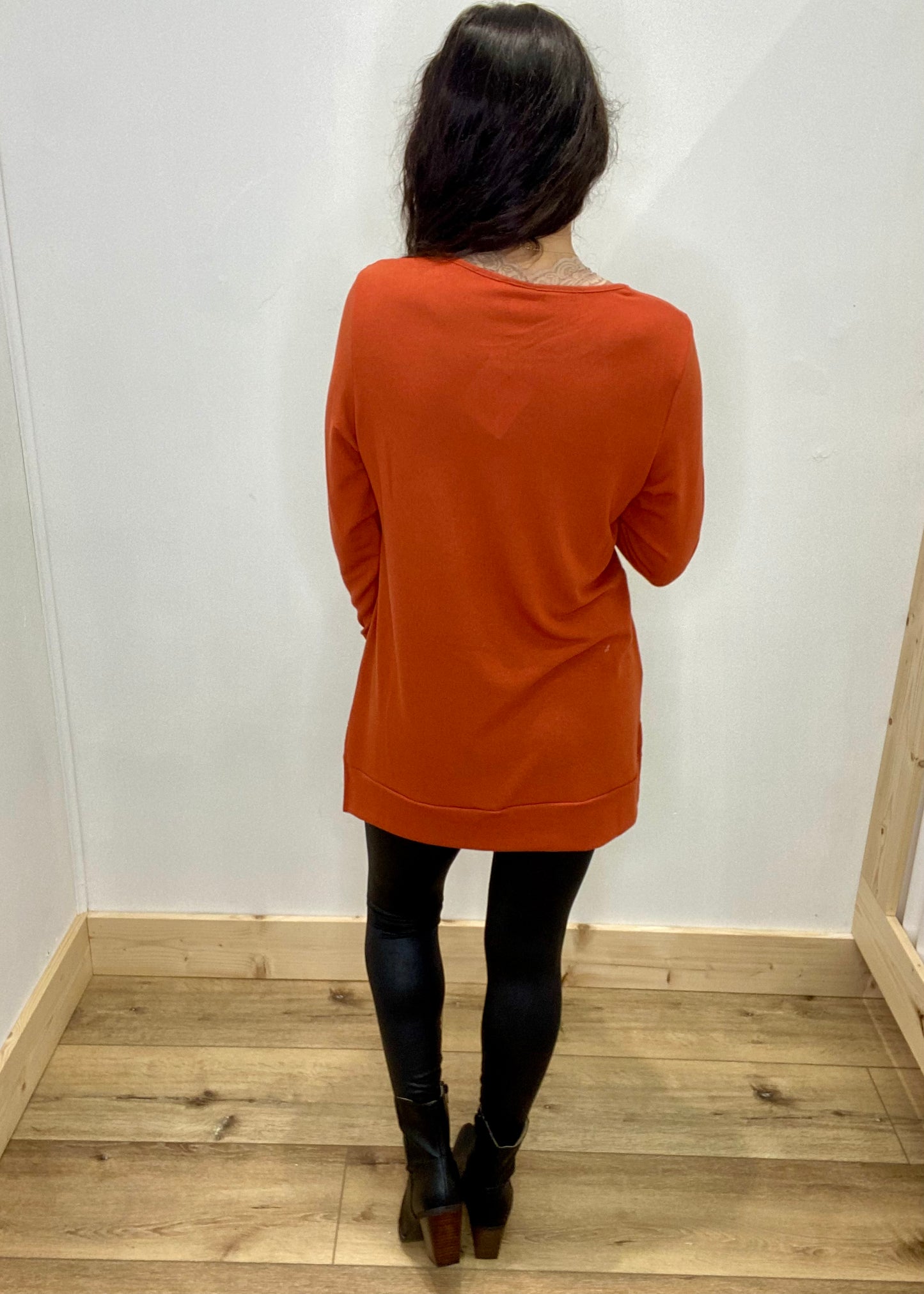 DOORBUSTER! Rust Orange Midline Tunic Top