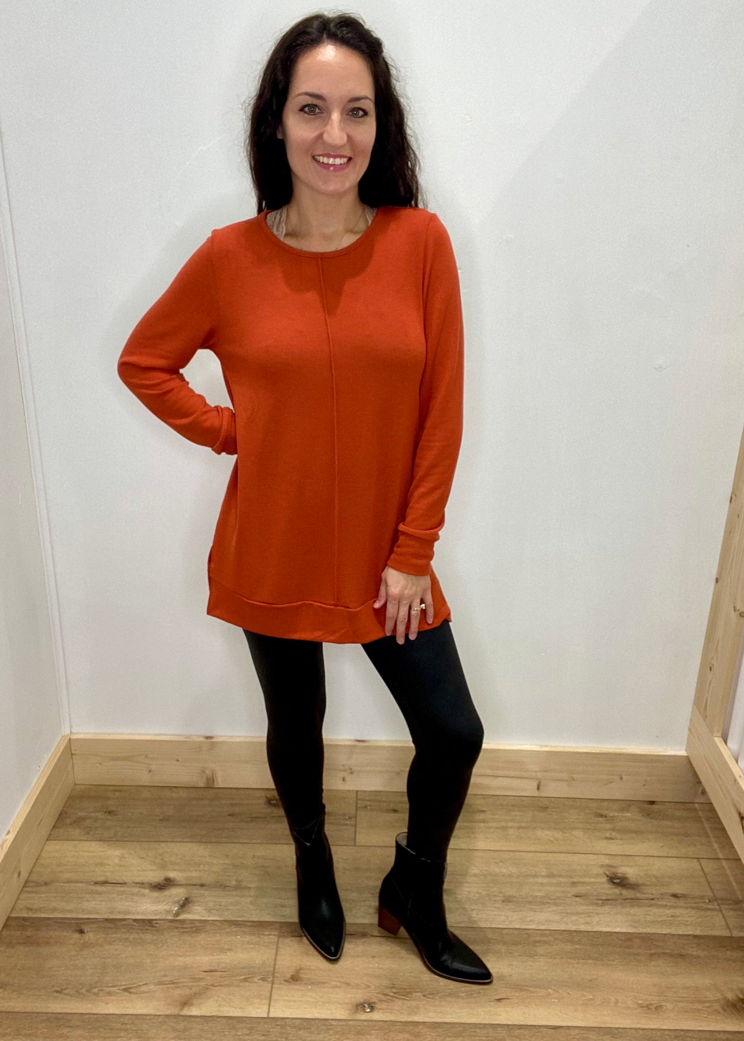 DOORBUSTER! Rust Orange Midline Tunic Top