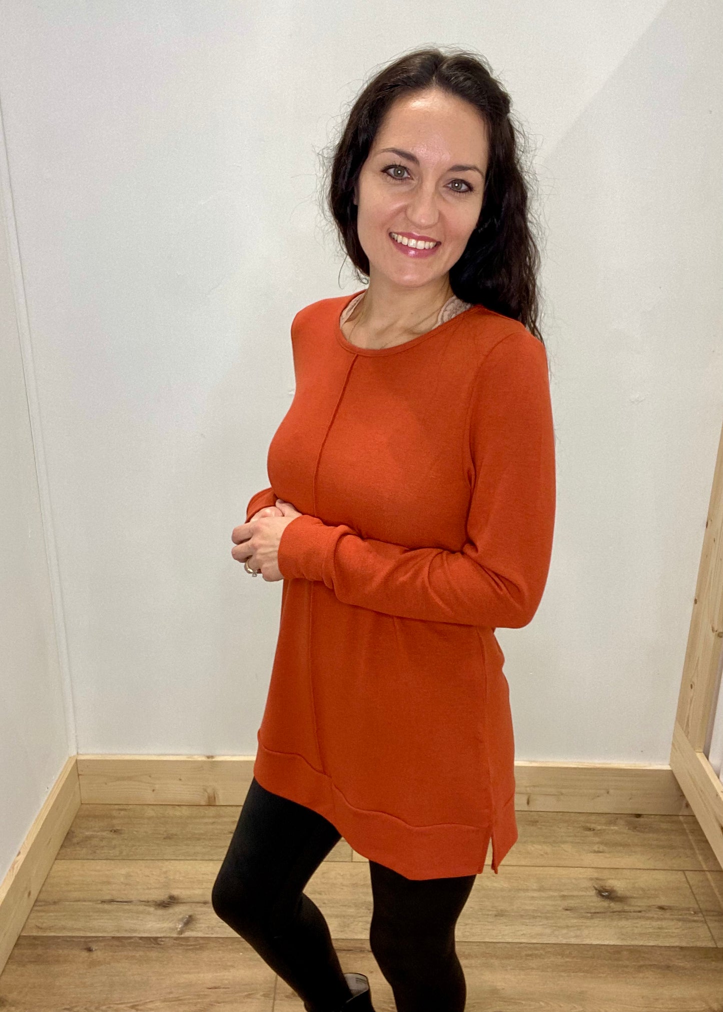 DOORBUSTER! Rust Orange Midline Tunic Top