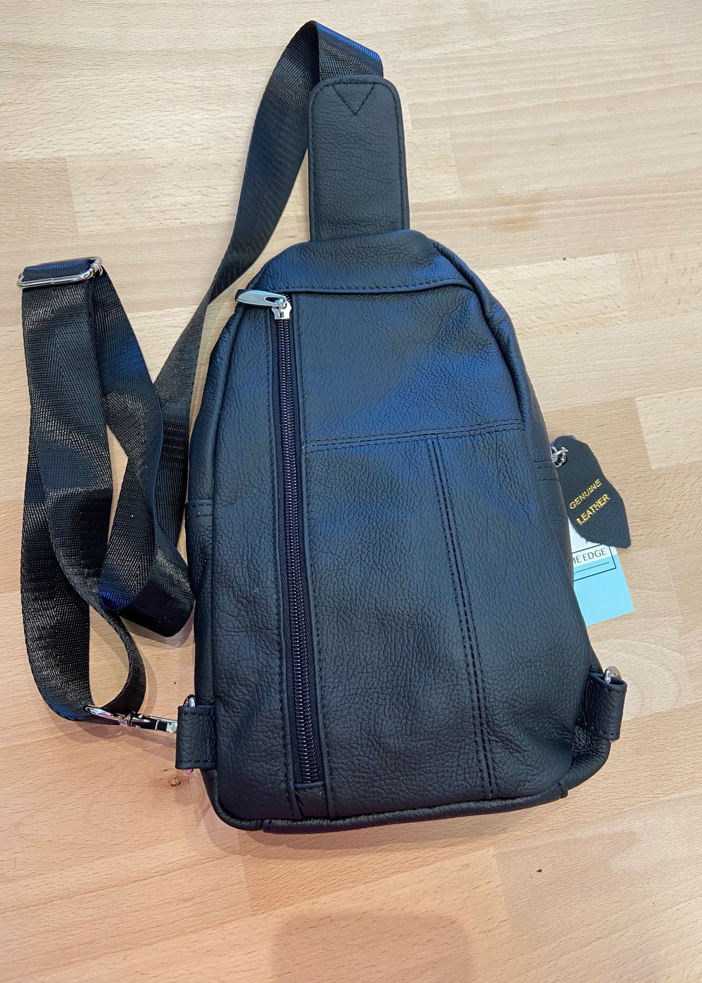 DOORBUSTER! Geniune Leather Crossbody Sling Bag - Black