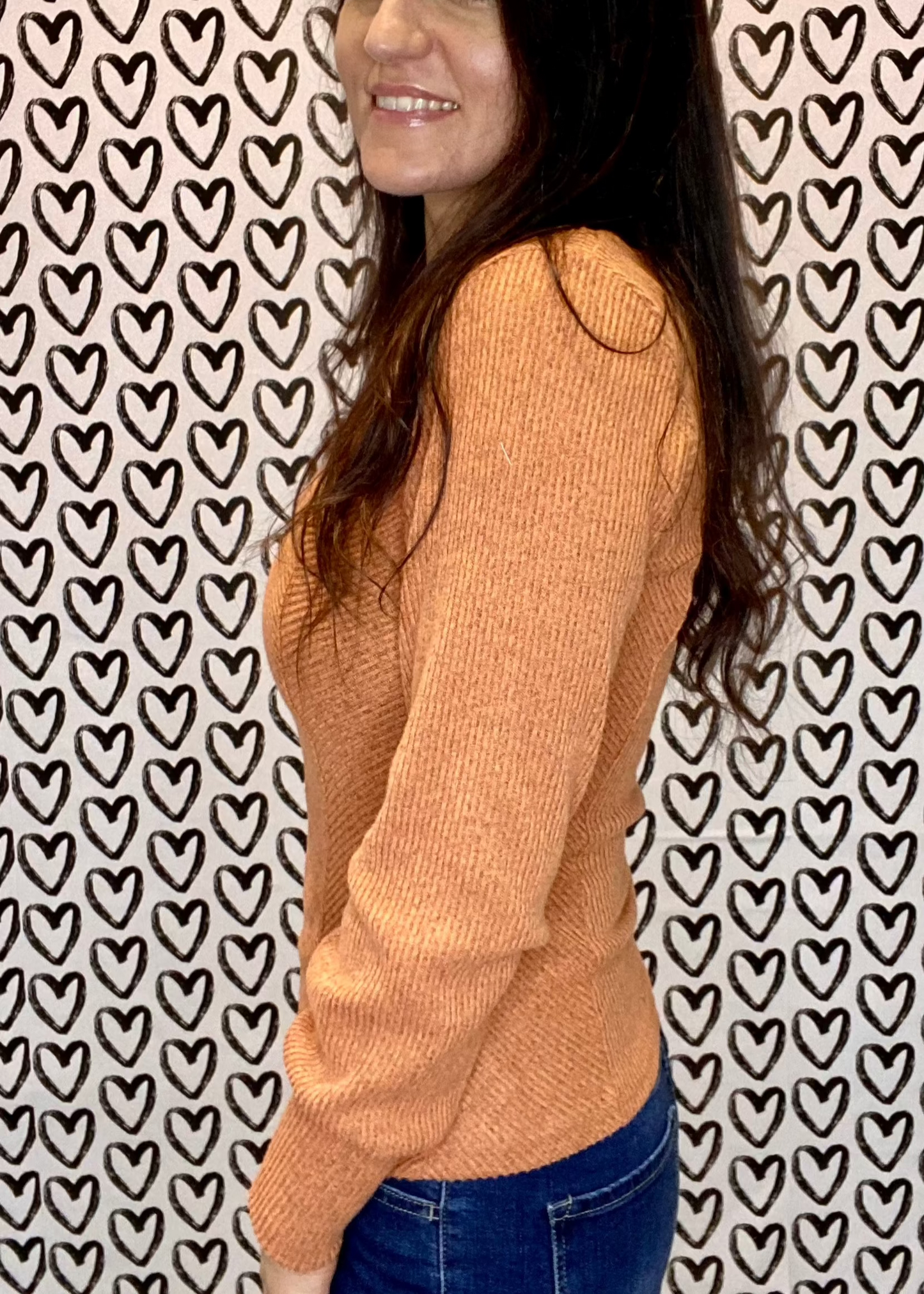 Soft Textured Scoop Neck Top - Orange