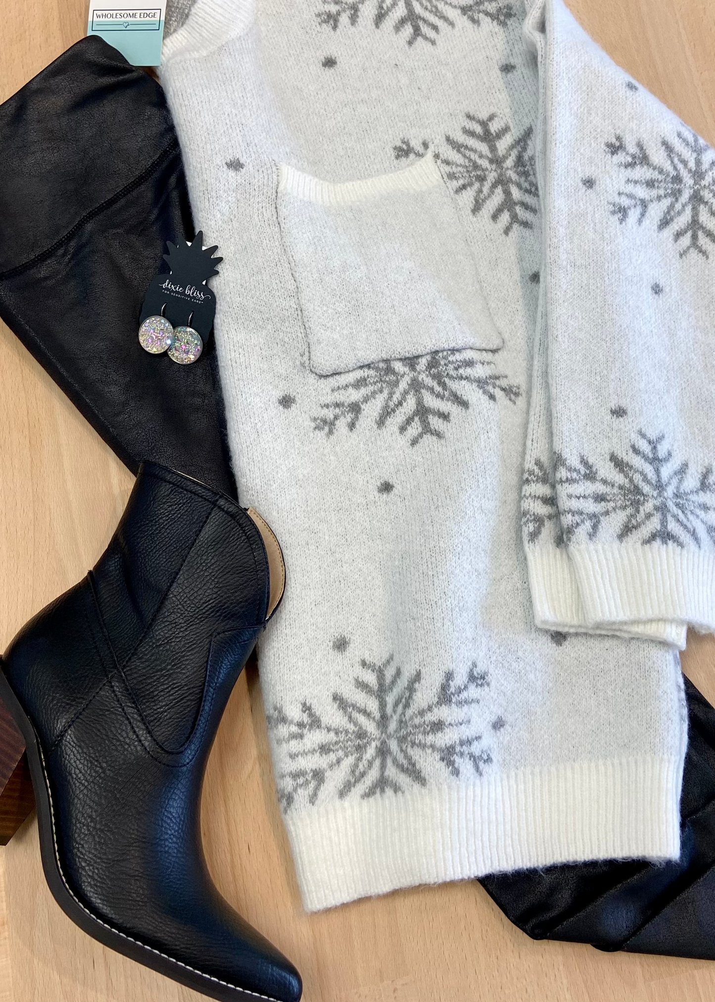 Snowflake Sweater w/ Front Pocket