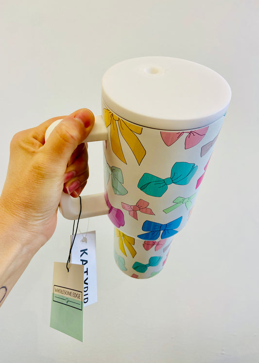 Katydid Multi-Colored Bows Tumbler