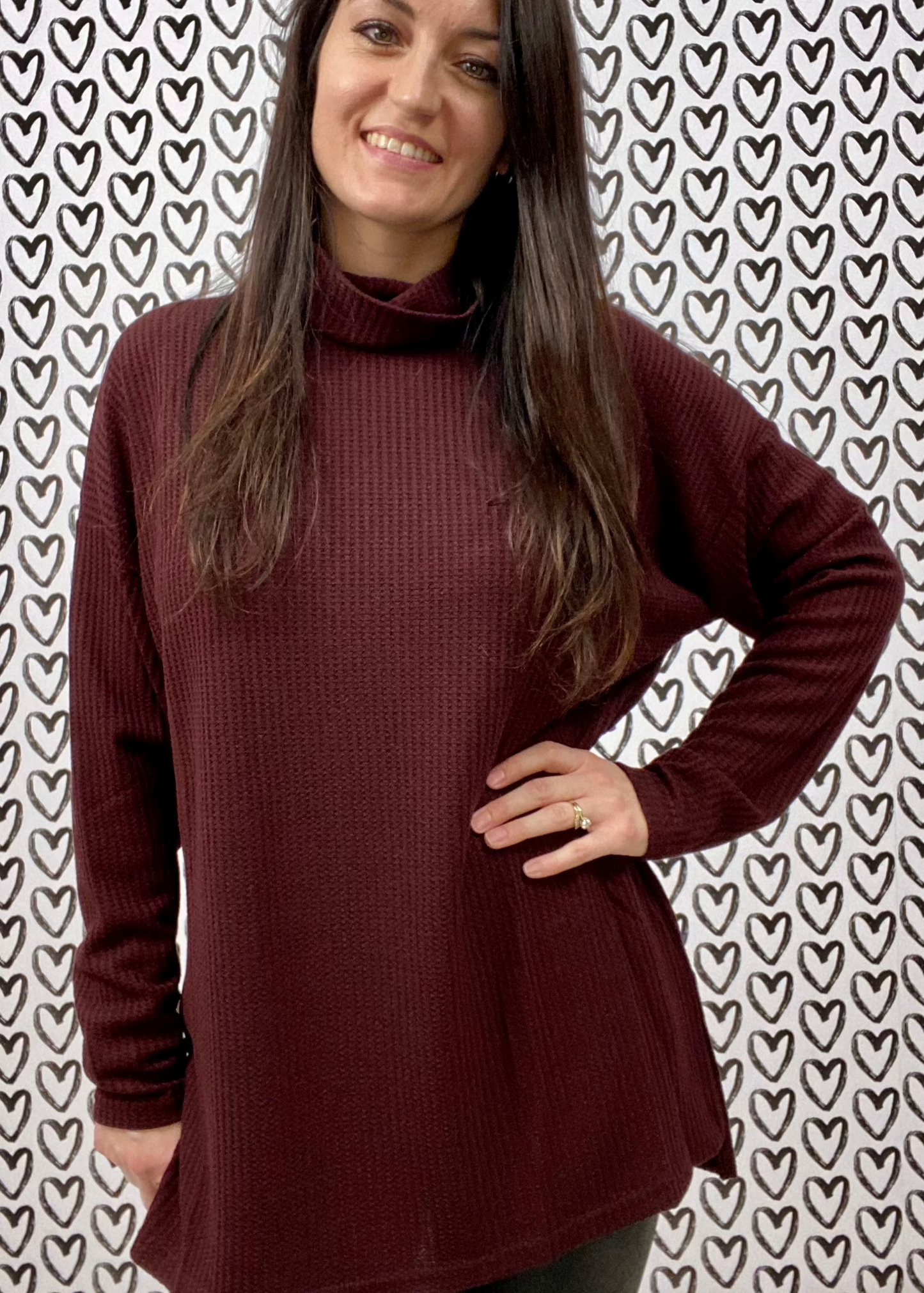 Cowl Neck Oversized Tunic Top