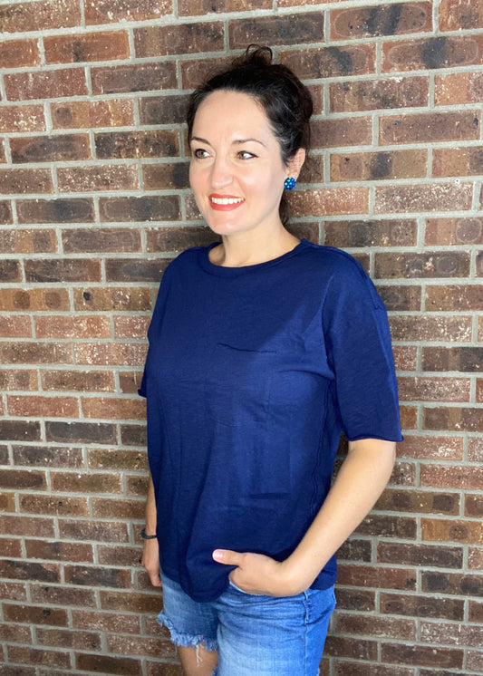 Easy Fit Pocket Tee - Navy