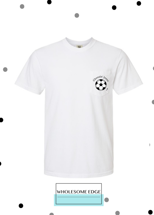 Choosin' Jesus & Soccer - Christian Pocket Tee