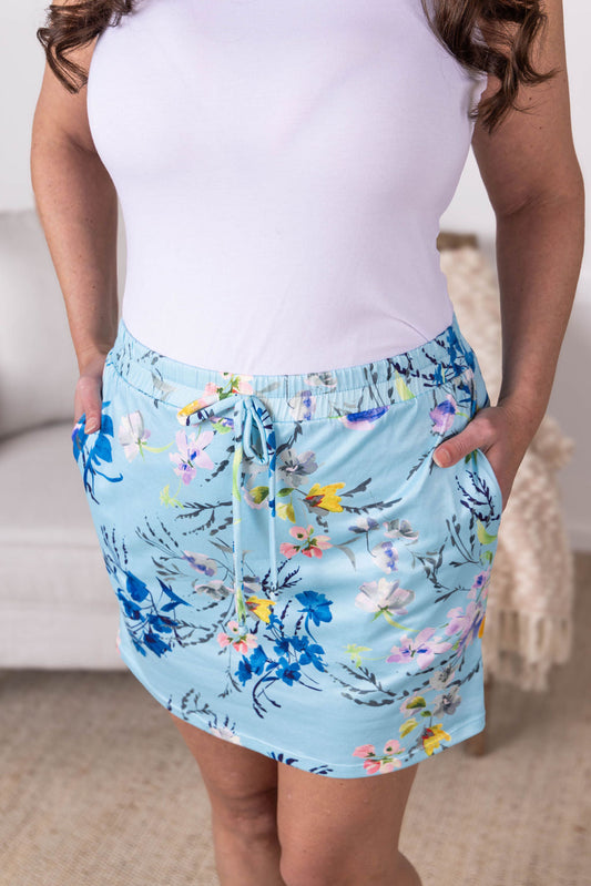 Sienna Skort - Light Blue Floral Bliss