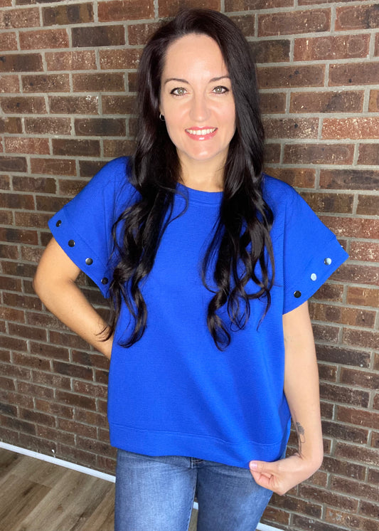 Umgee Snaps & Heart Back Top - Royal