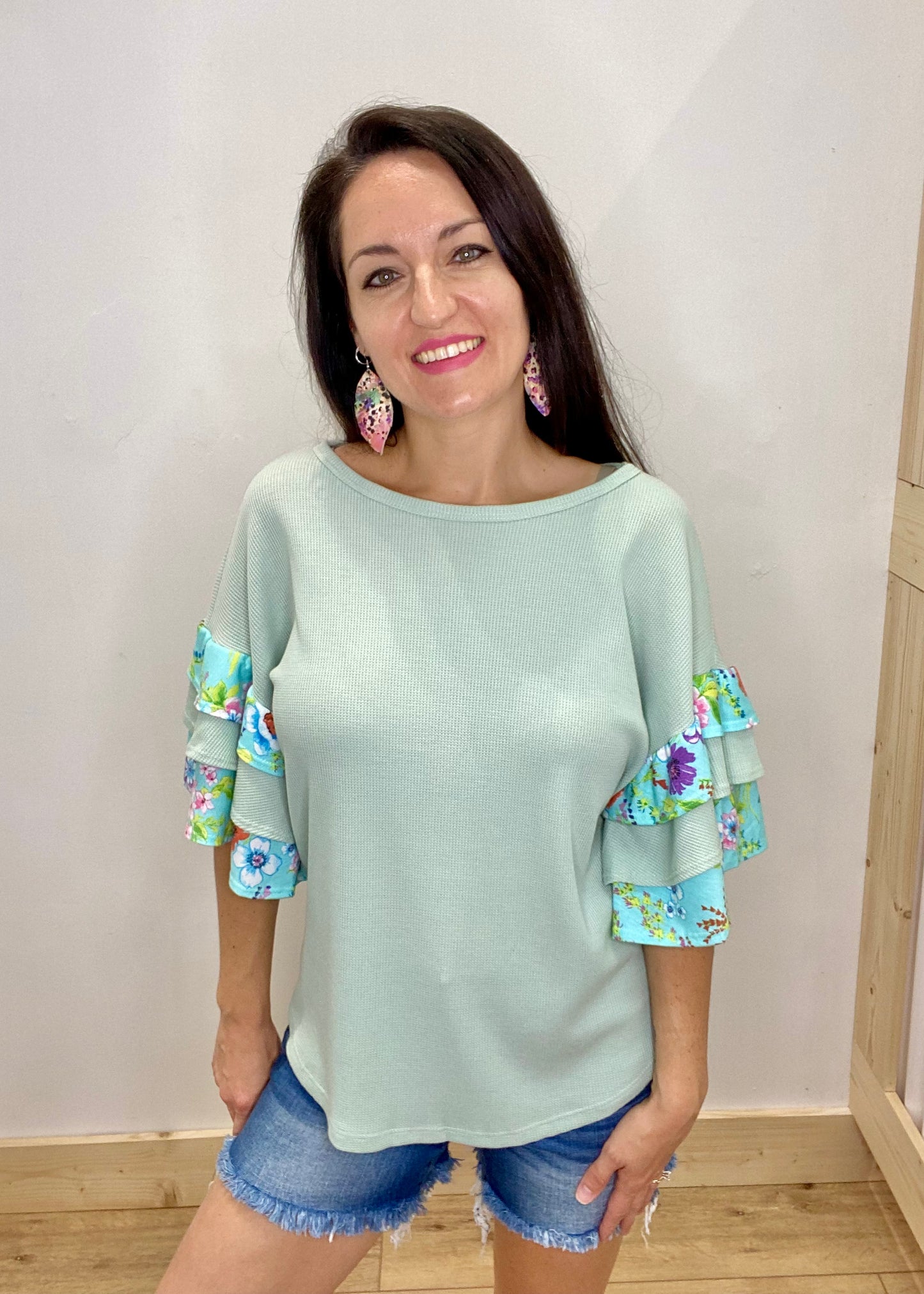 Blooming Ruffled Sleeve Top