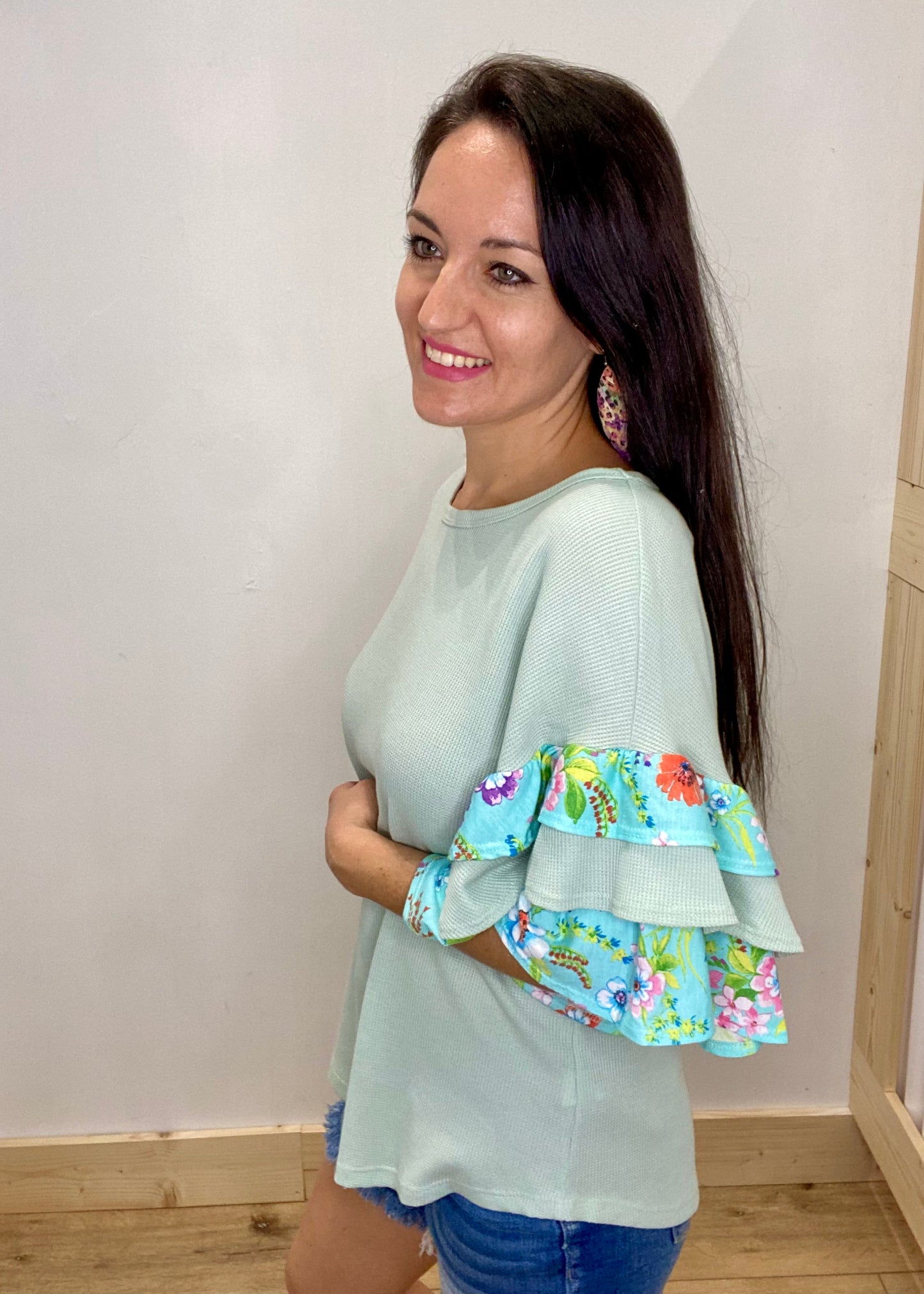 Blooming Ruffled Sleeve Top