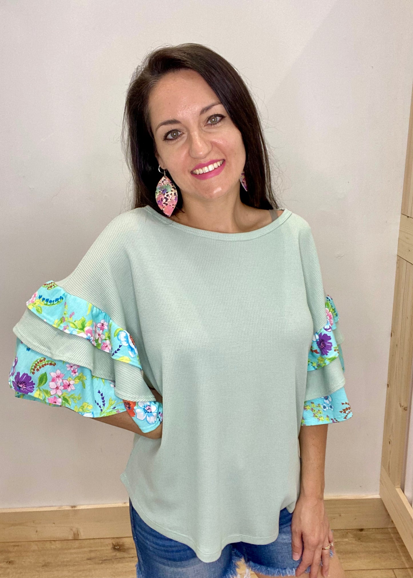 Blooming Ruffled Sleeve Top