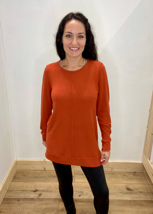 DOORBUSTER! Rust Orange Midline Tunic Top
