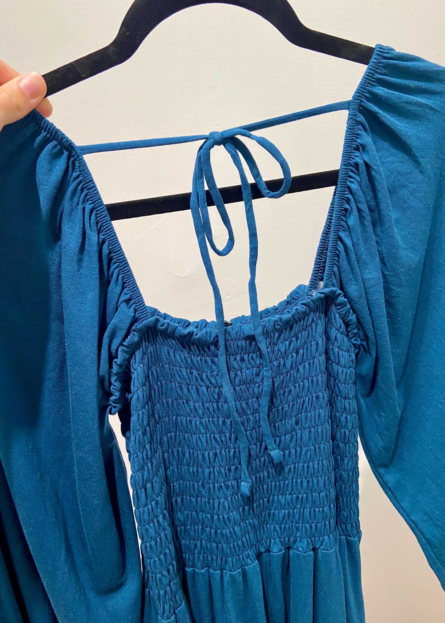 DOORBUSTER! Comfy Smocked Tie Back Dress - Teal