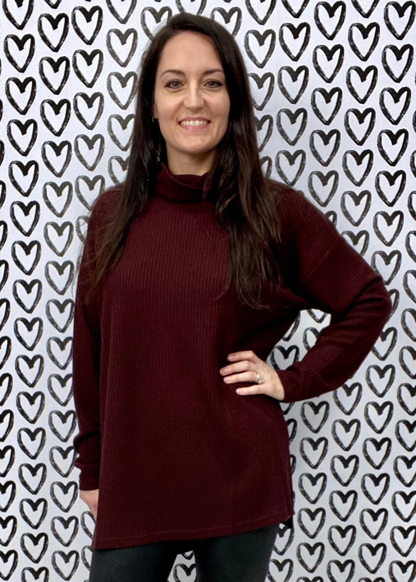 Cowl Neck Oversized Tunic Top
