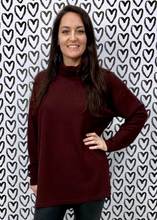 Cowl Neck Oversized Tunic Top